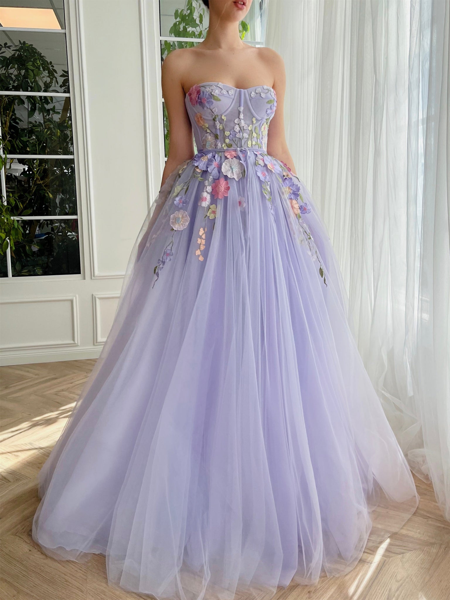 Lavender Floral Prom Dresses, Sweetheart A-line Prom Dresses, 2023 Pro ClaireBridal Lavender Floral Prom Dresses, Sweetheart A-line Prom Dresses, 2023 Pro ClaireBridal
