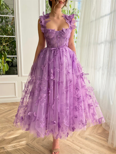 3D Butterfly Whimsical Flutter Midi Gown, Newest Prom Dresses, Midi Dresses, Homecoming Dresses