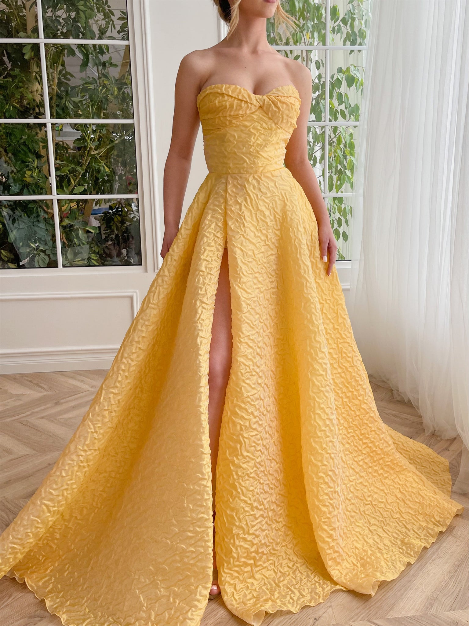 Strapless Yellow Sunlit Elegance Gown, Maxi Dresses, Newest Prom Dresses