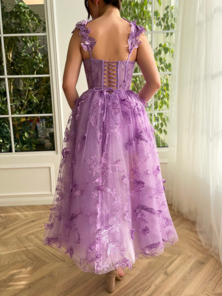 3D Butterfly Whimsical Flutter Midi Gown, Newest Prom Dresses, Midi Dresses, Homecoming Dresses