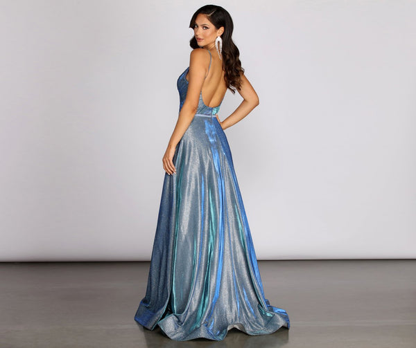 Spaghetti Long A-line Shiny Satin Prom Dresses, Sparkle Prom Dresses, 2021 Prom Dresses