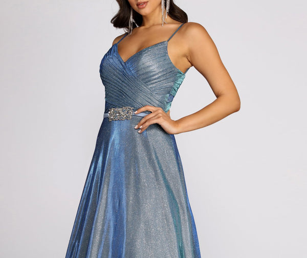 Spaghetti Long A-line Shiny Satin Prom Dresses, Sparkle Prom Dresses, 2021 Prom Dresses