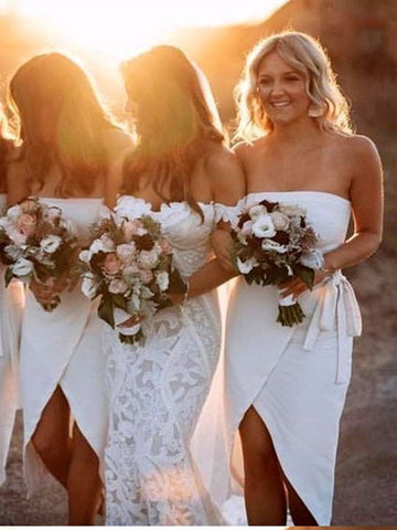 Simple Wedding Bridesmaid Dresses 2020, Strapless Wedding Guest Dresses