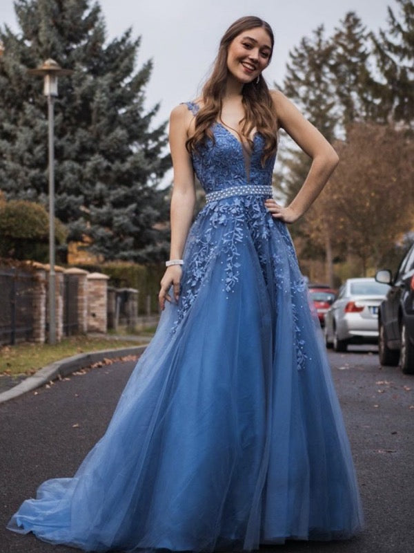 V-neck Beaded Long Prom Dresses, Popular Lace Prom Dresses, 2020 Elega ClaireBridal V-neck Beaded Long Prom Dresses, Popular Lace Prom Dresses, 2020 Elega ClaireBridal