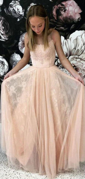 Straps Lace Tulle Long Prom Dresses, Affordable Elegant Lace Prom Dresses Long