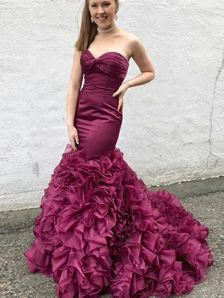 Strapless Long Prom Dresses 2020, Unqiue Design Mermaid Long Prom Dresses