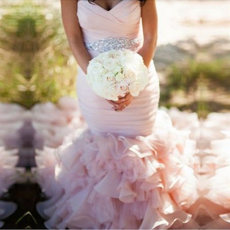 Sweetheart Long Mermaid Blush Pink Wedding Dresses, Organza Wedding Dr ClaireBridal Sweetheart Long Mermaid Blush Pink Wedding Dresses, Organza Wedding Dr ClaireBridal