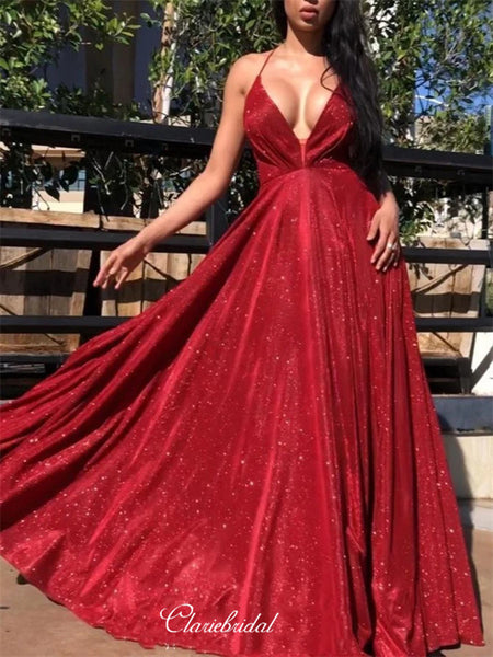 Sexy V-neck New Arrival Long Prom Dresses, Eveing Party Popular Prom Dresses