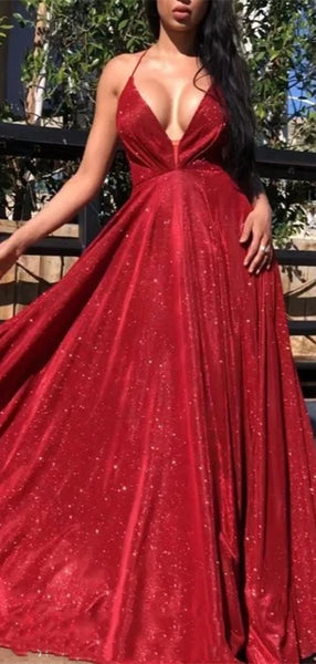Sexy V-neck New Arrival Long Prom Dresses, Eveing Party Popular Prom Dresses