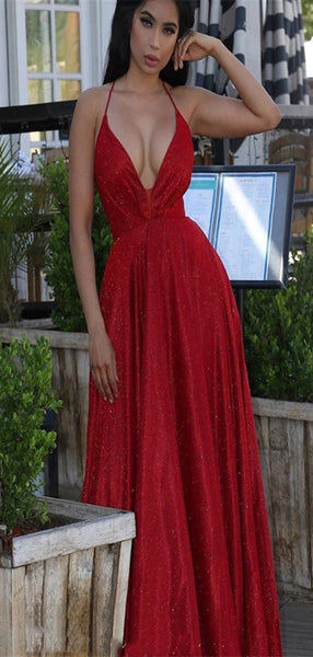 Sexy V-neck New Arrival Long Prom Dresses, Eveing Party Popular Prom Dresses