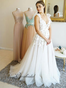 Elegant Appliques A-line Wedding Dresses, Fancy Lace Bridal Gowns, New Wedding Dresses
