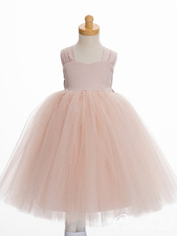 Straps Blush Pink Tulle Lovely Flower Girl Dresses