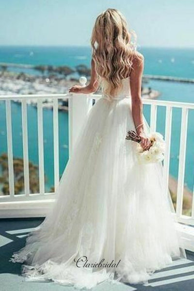 Sweetheart A-line Wedding Dresses, Strapless Wedding Dresses, Bridal Gowns