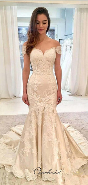 Off Shoulder Lace Wedding Dresses, Mermaid Popular Wedding Dresses 2020