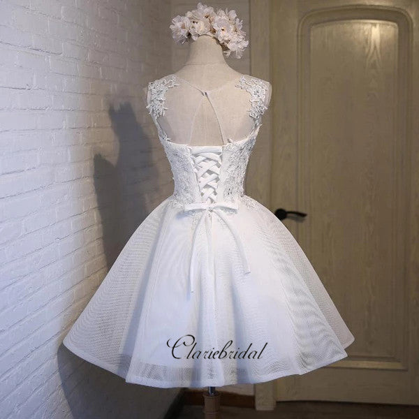 Short A-line Homecoming Dresses, Lace Beaded Homecoming Dresses