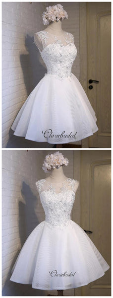 Short A-line Homecoming Dresses, Lace Beaded Homecoming Dresses