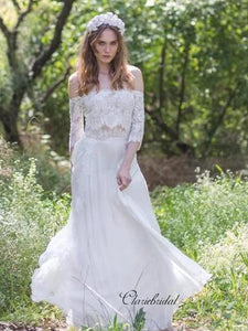 Elegant Lace Wedding Dresses, Off The Shoulder A-line Wedding Dresses