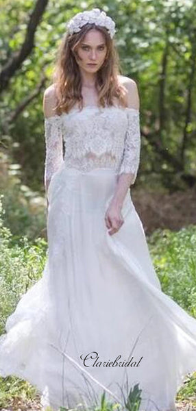 Elegant Lace Wedding Dresses, Off The Shoulder A-line Wedding Dresses