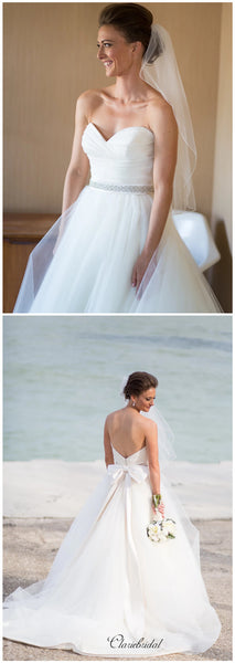 Strapless A-line Sweetheart Wedding Dresses, Beaded Wedding Dresses