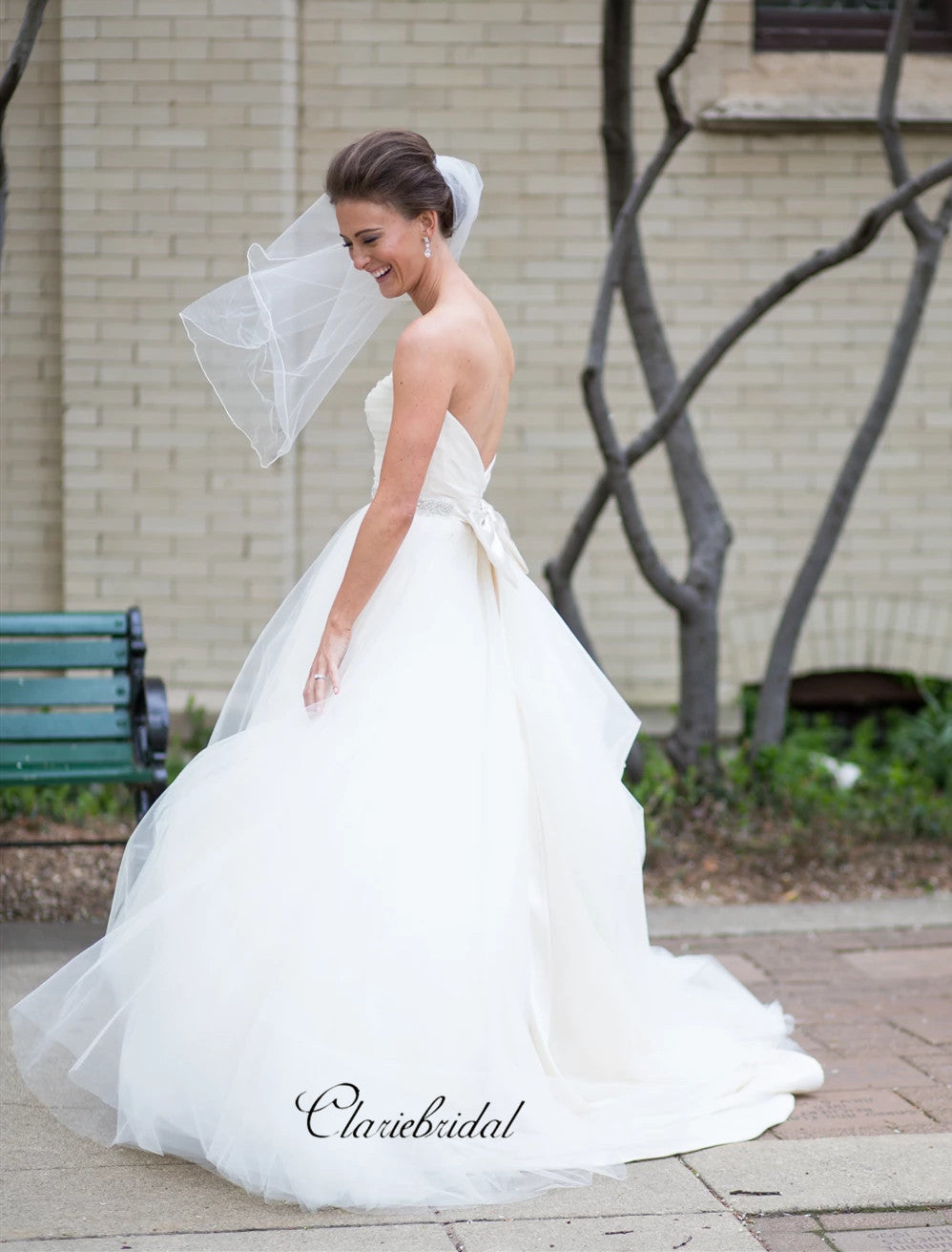 Strapless A-line Sweetheart Wedding Dresses, Beaded Wedding Dresses   ClaireBridal