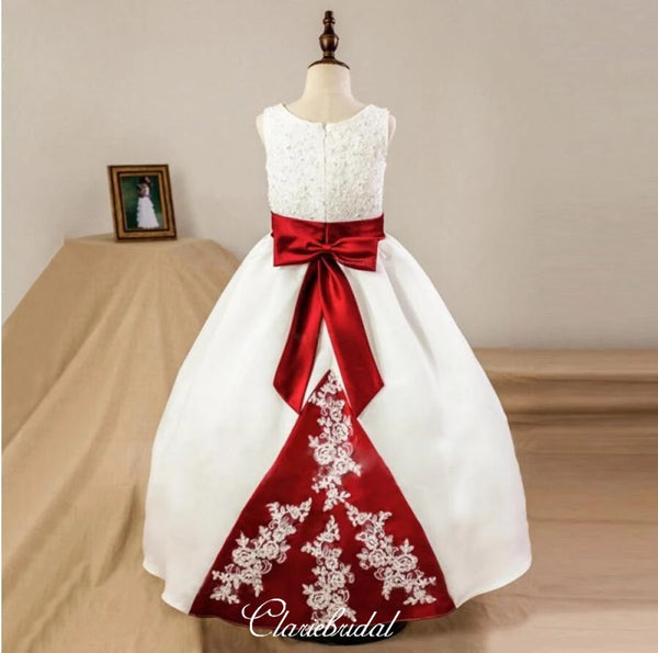 Satin A-line Little Girl Princess Wedding Flower Girl Dresses