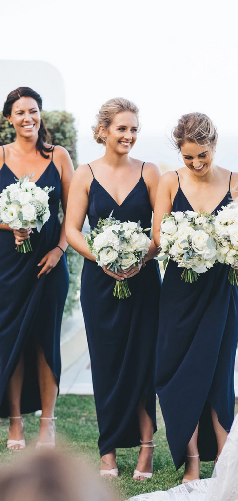 Navy Jersey V-neck Bridesmaid Dresses, 2020 Bridesmaid Dresses, Popula ClaireBridal Navy Jersey V-neck Bridesmaid Dresses, 2020 Bridesmaid Dresses, Popula ClaireBridal