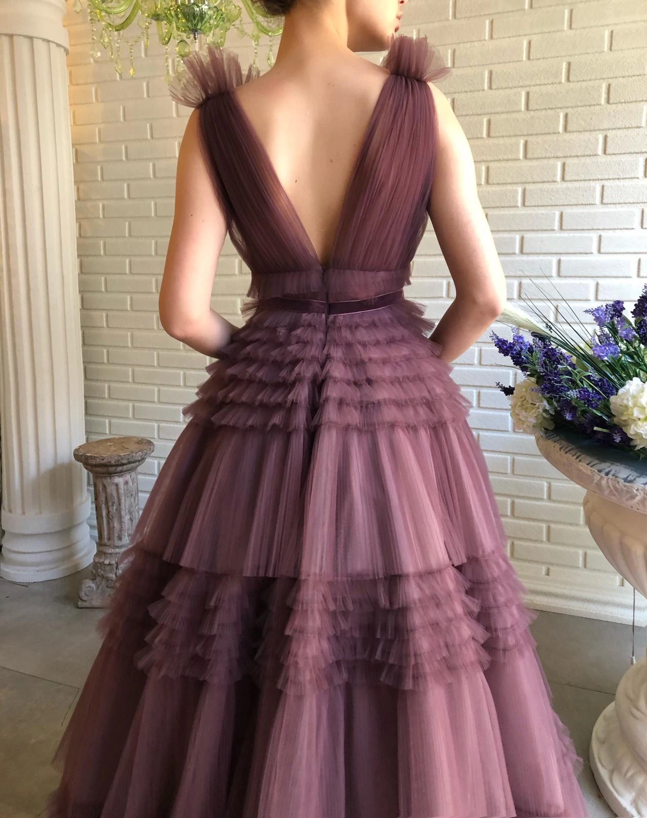 open lace back dress Elegant Light Purple Chiffon One Shoulder A-line Long Prom Dress Eveni –  DaintyBridal main image 0