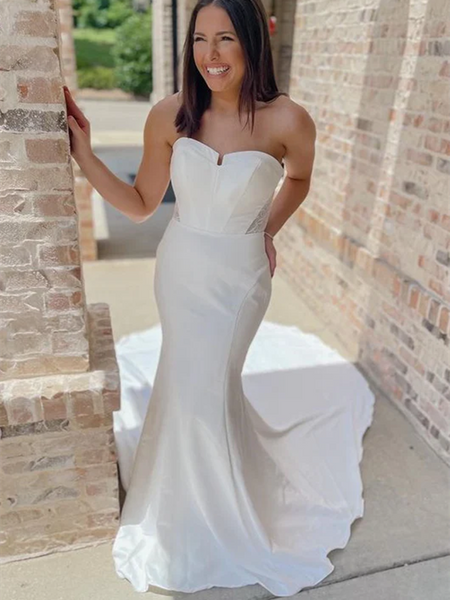 Strapless Mermaid Newest Wedding Dresses, Simple Wedding Dresses, Fashion Bridal Gowns