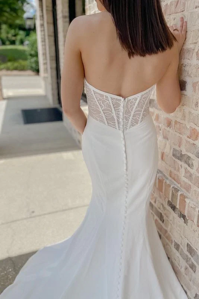 Strapless Mermaid Newest Wedding Dresses, Simple Wedding Dresses, Fashion Bridal Gowns