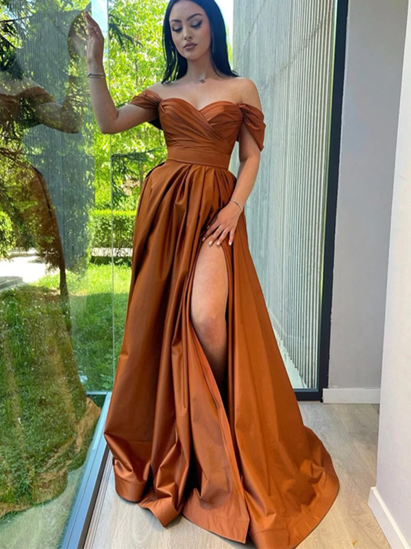 A-line Off Shoulder Long Prom Dresses, Popular Evening Party Dresses, – ClaireBridal
