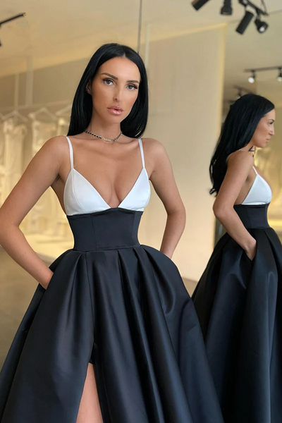 A-line simple Long Prom Dress, V-neck Girl Graduation Party Dresses, Newest 2023 Prom Dresses