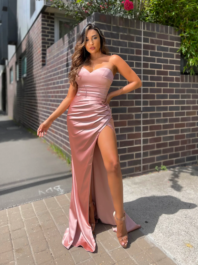 Strapless 2023 Long Prom Dresses, Girl Graduation Party Dresses, Side ClaireBridal Strapless 2023 Long Prom Dresses, Girl Graduation Party Dresses, Side ClaireBridal