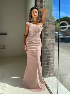 One Shoulder Girl Graduation Party Dresses, Simple 2023 Long Prom Dresses, Mermaid Bridesmaid  Dresses