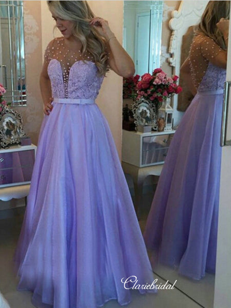 Beaded Popular Prom Dresses Long, Fashion A-line Prom Dresses