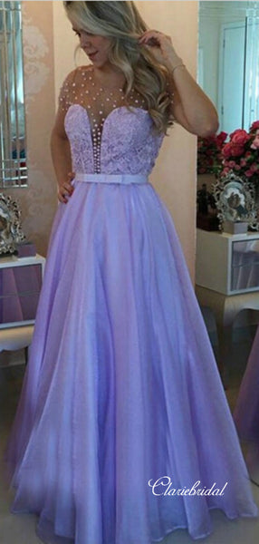 Beaded Popular Prom Dresses Long, Fashion A-line Prom Dresses