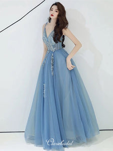 Elegant A-line Fancy Long Prom Dresses, Popular Lace Newest 2020 Prom Dresses