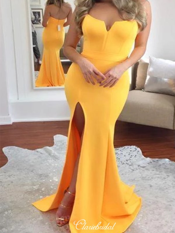 Strapless Sweetheart Long Prom Dresses, 2020 Prom Dresses, Mermaid Sexy Prom Dresses