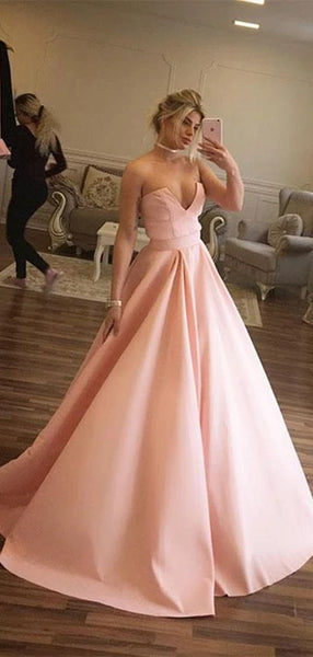 Strapless A-line Prom Dresses, Affordable Long Prom Dresses, Fancy Prom Dresses