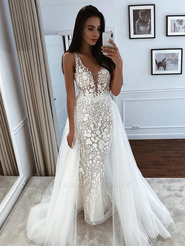 Elegant Lace Popular Wedding Dresses, High Fashion Lace Wedding Dresses