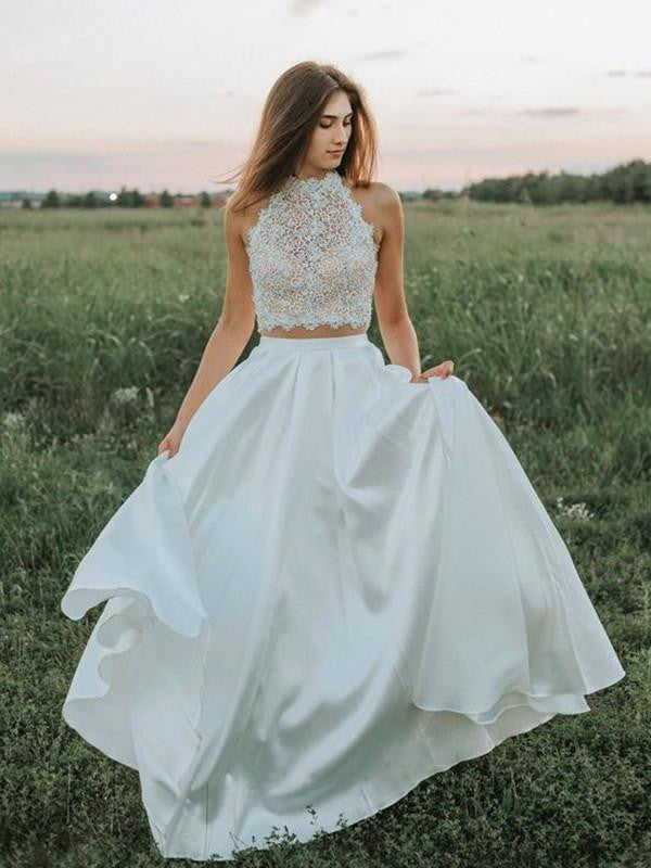Two Pieces Lace Wedding Dresses, A-line 2020 Wedding Dresses