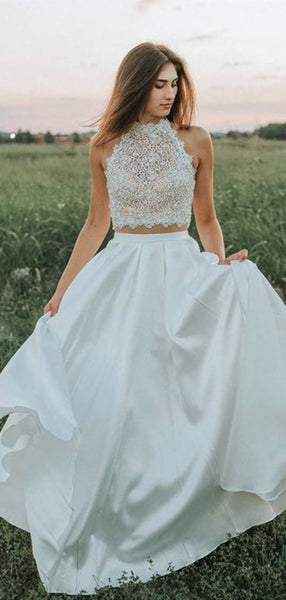 Two Pieces Lace Wedding Dresses, A-line 2020 Wedding Dresses