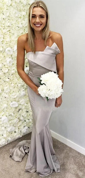 Strapless Unique Bridesmaid Dresses, 2020 Popular Mermaid Long Bridesmaid Dresses