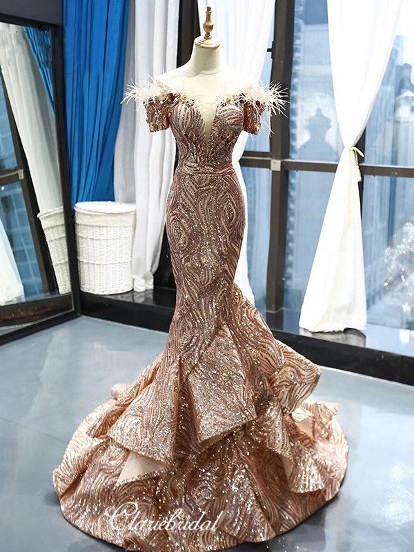 Glitter Luxury Unique Long Prom Dresses, Modest Sequins 2020 Newest Prom Dresses