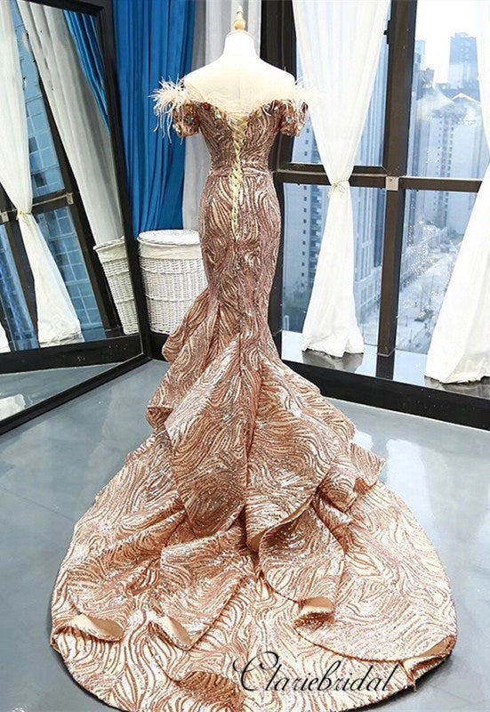 Glitter Luxury Unique Long Prom Dresses Modest Sequins 2020 Newest Pr ClaireBridal