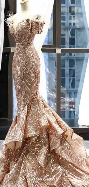 Glitter Luxury Unique Long Prom Dresses, Modest Sequins 2020 Newest Prom Dresses