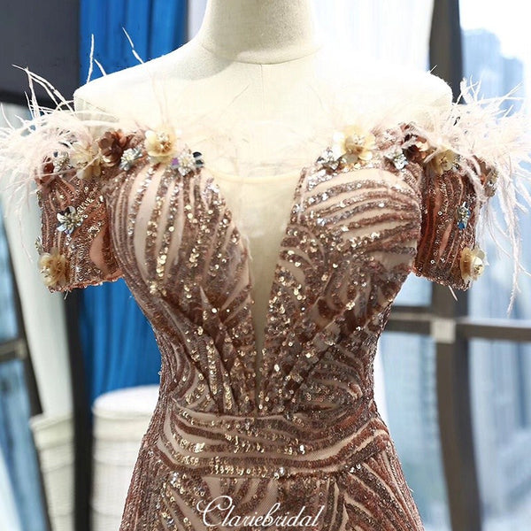 Glitter Luxury Unique Long Prom Dresses, Modest Sequins 2020 Newest Prom Dresses