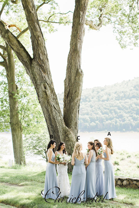 Mismatched Dusty Blue Long Bridesmaid Dresses, Popular Bridesmaid Dres –  ClaireBridal
