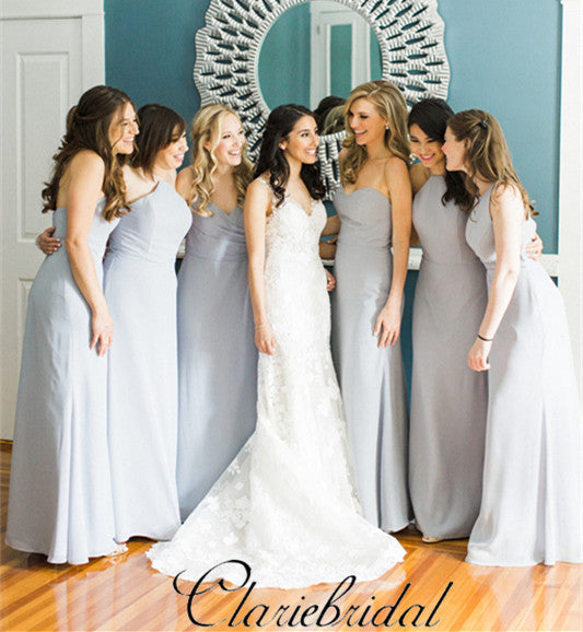 Mismatched Dusty Blue Long Bridesmaid Dresses, Popular Bridesmaid Dres –  ClaireBridal