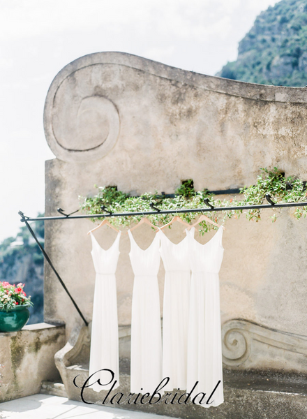 Simple V-neck A-line Jersey Bridesmaid Dresses