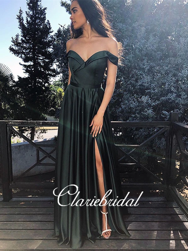 Off Shoulder Long Prom Dresses, Side Slit Prom Dresses, Long Prom Dres ClaireBridal Off Shoulder Long Prom Dresses, Side Slit Prom Dresses, Long Prom Dres ClaireBridal